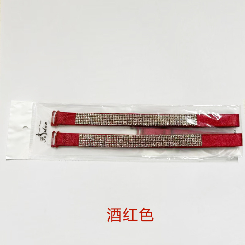 满天星带钻肩带-酒红色 / 宽1.5cm长38cm