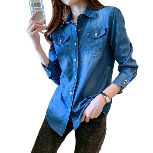 Women's Spring and Autumn Thin Casual Long-sleeve T-shirt Blouse Outerwear with Fashion Design