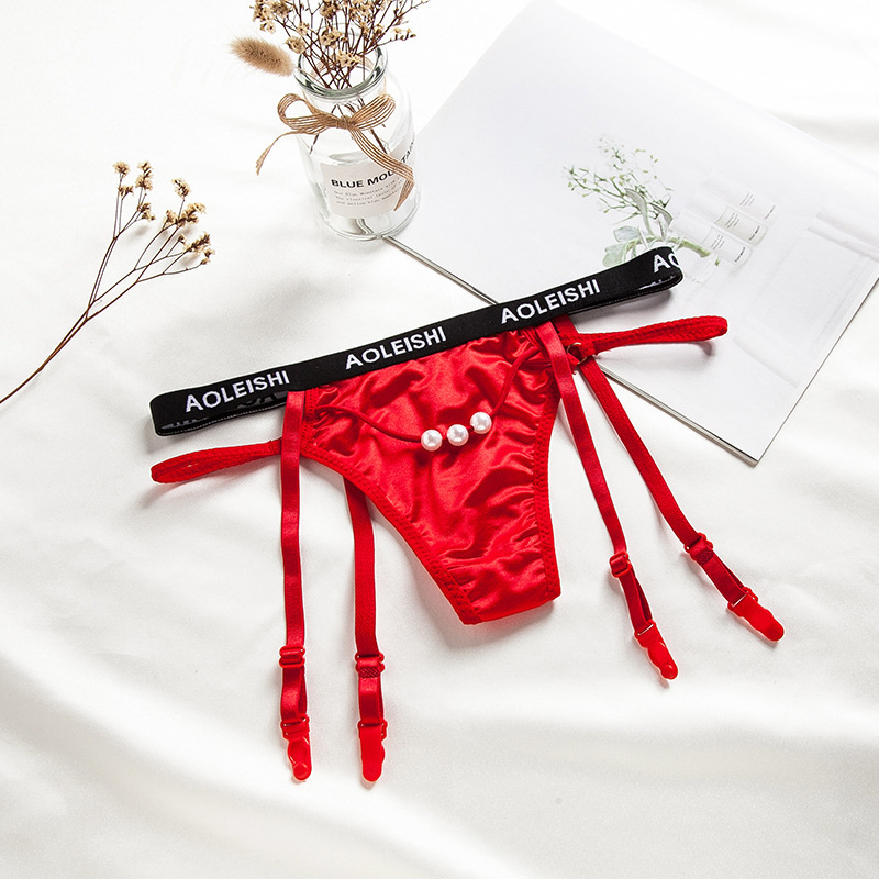 Sexy seduction pearl garter sexy underwear with long barrel garter socks suit without socks 8820#