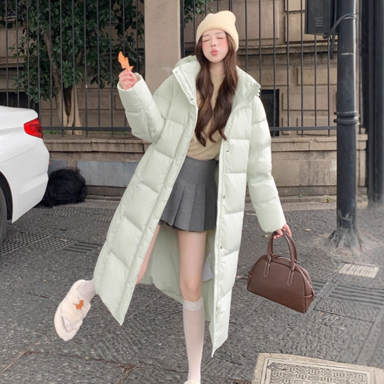 Down Jacket Women's Over-The-Knee Extra Long Winter Thickeneded 2025 New Korean Style Loose Couple Popular Student Jacket