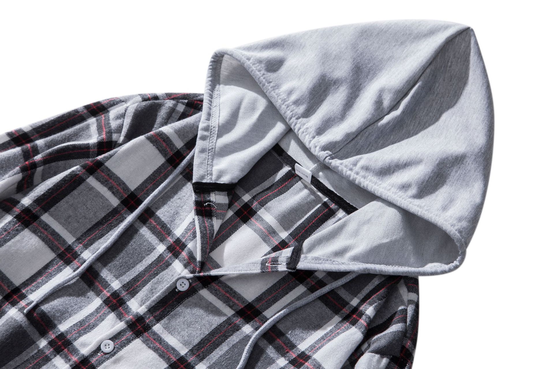 Herren Flanellhemd Mit Kapuze Kariertes Oversized Freizeithemd_voghion.com