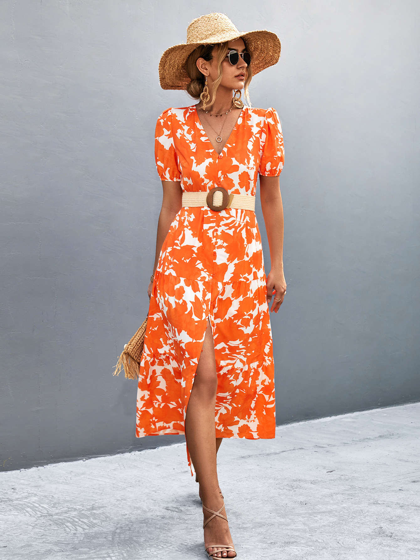 Robe longue à manches courtes pour femmes, nouvelle collection 2023_voghion.com