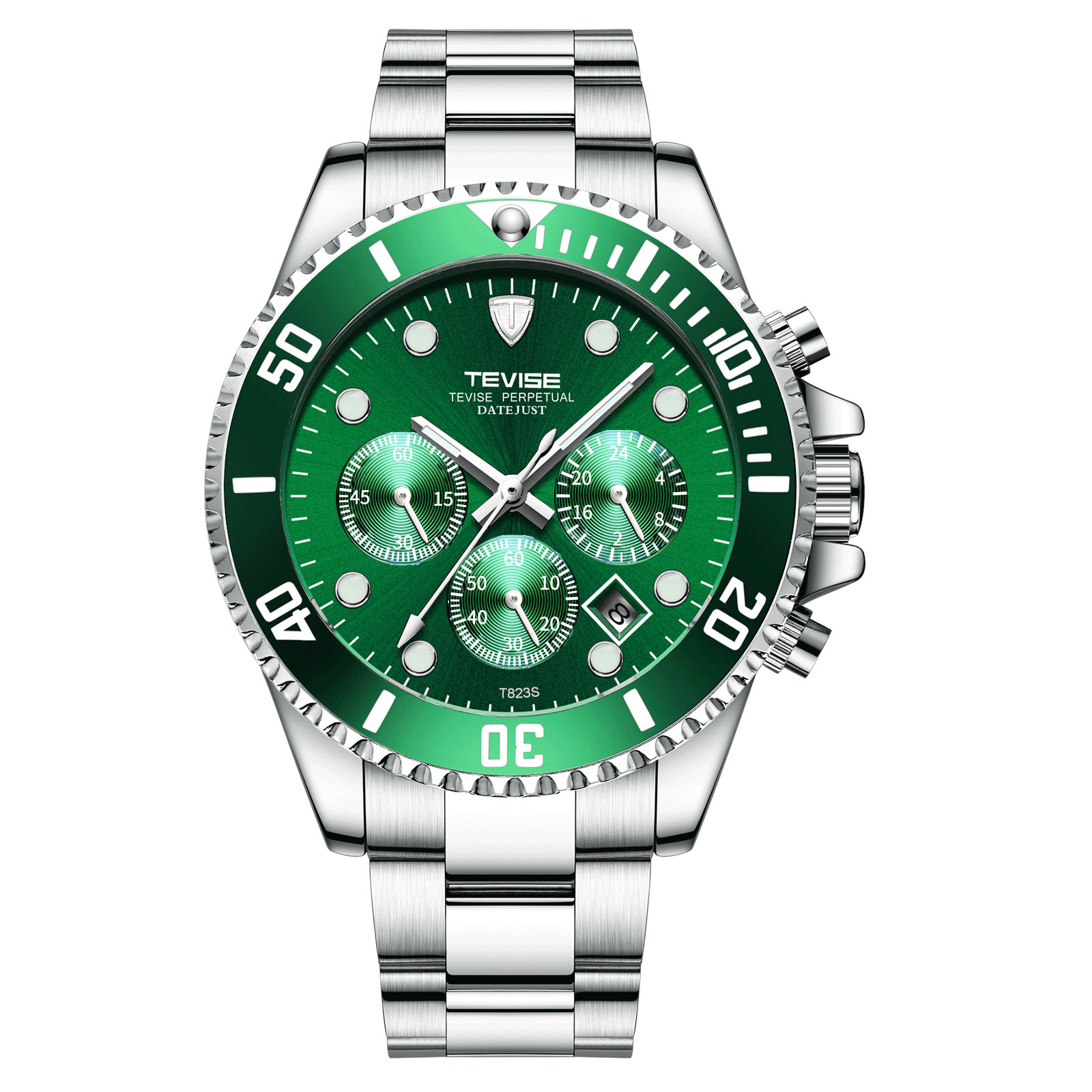 Tevise reloj de hombre reloj de cuarzo para hombre reloj luminoso correa de acero a prueba de agua reloj de correa de acero de seis pines