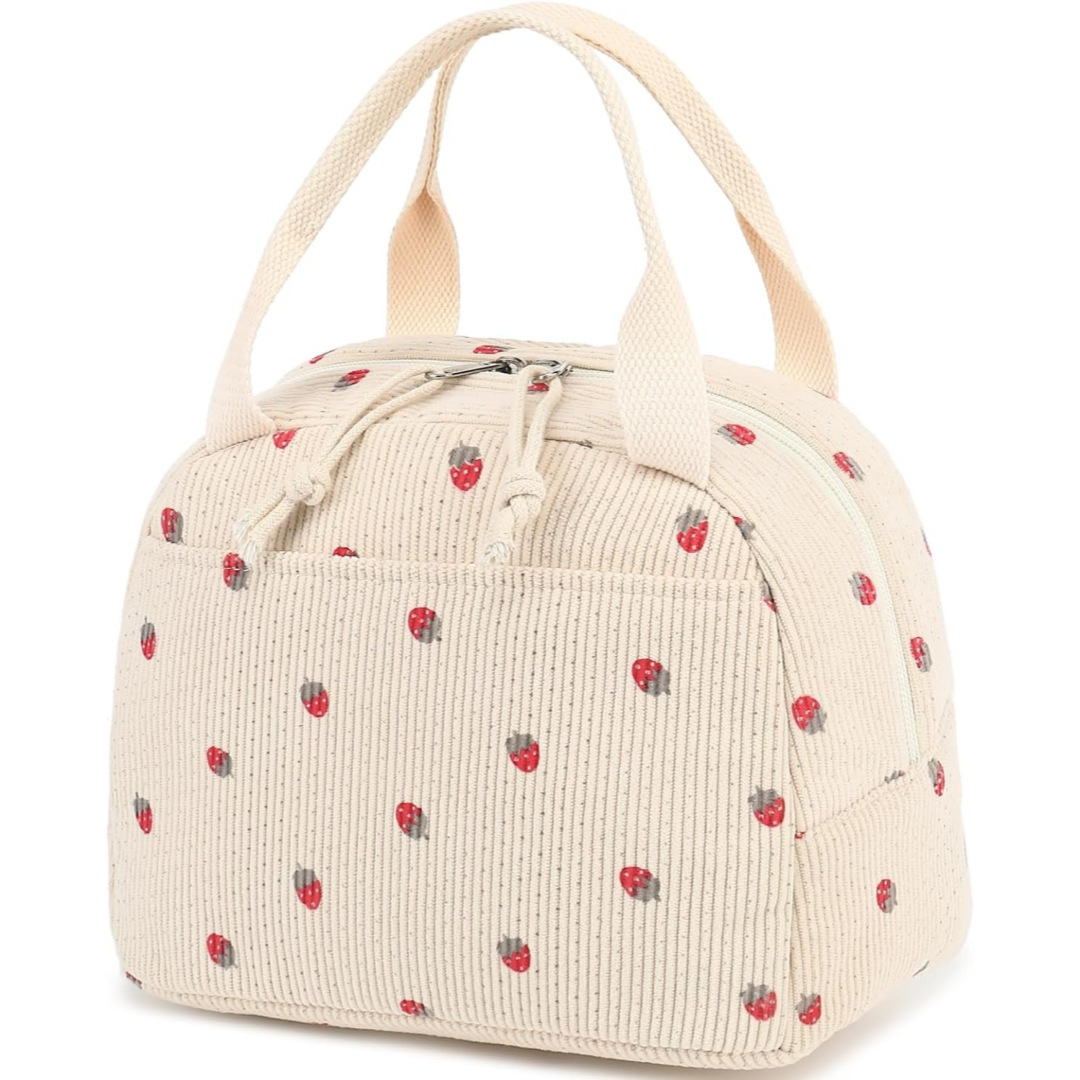 Nuevo producto transfronterizo Bolsa bento portátil con estampado de pana Bolsa de almuerzo fresca de gran capacidad adecuada para acampar al aire libre