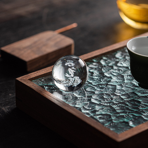 Crystal glass transparent lid household pot lid holder frosted jade rabbit tea set Kung Fu tea set accessories lid stand small ornaments