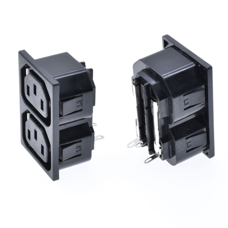 IEC三极/AC电源插座品字公座/二位连体母座JHD-102/器具插头