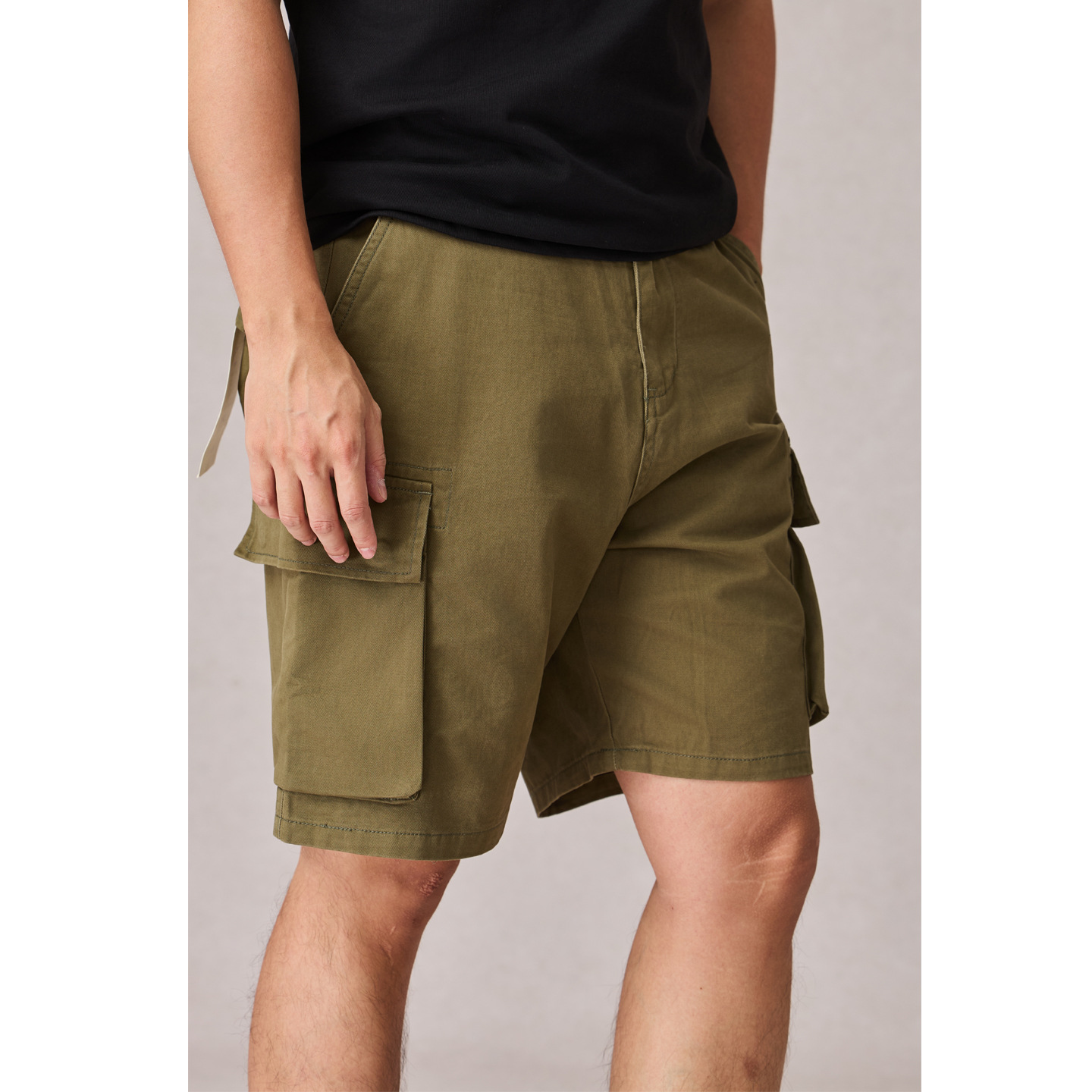 American Retro Hard-Style Multi-Pocket Workwear Pure Cotton Thickened Mid-Length Shorts for Men in Summer