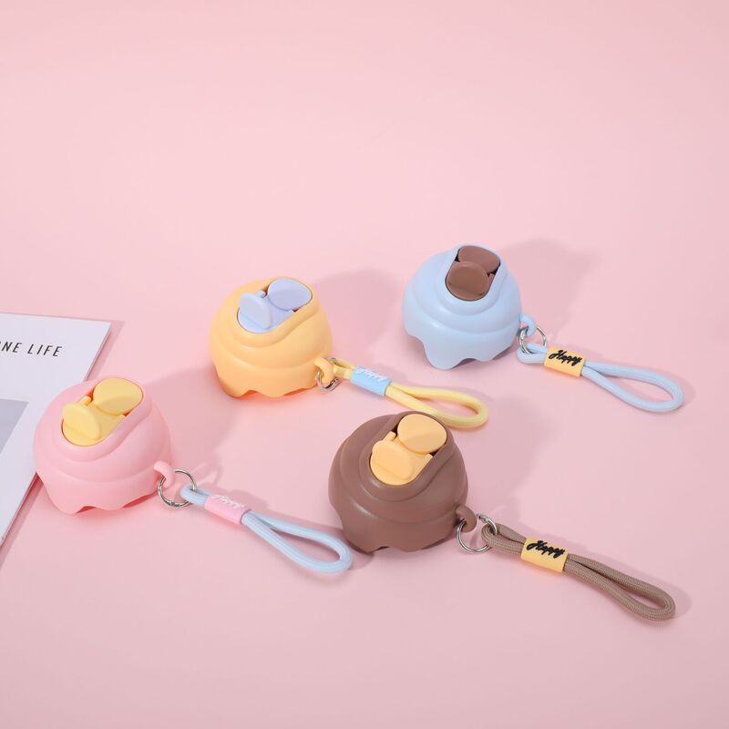 New Style Ice Cream Plastic Cup Lid Dopamine Plastic Water Cup Lid with Strap Children's Straw Cup Lid