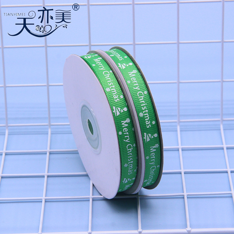 Impresión de cinta acanalada navideña cinta 1cm impresión regalo de Navidad caja de regalo embalaje cinta cinta Tianyimei