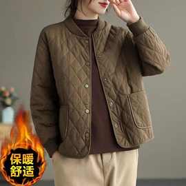 棒球服短款棉衣女2023冬季新款大码韩版小个子轻薄时尚轻便棉服女