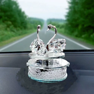 Decorations Gifts, Car ornaments - solar-rotating-white-swan