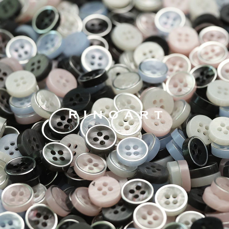 Ruonai Four-Eyes Shellfish-Like Silver Edge Resin Button Casual Commuter Clothing Buckle Versatile Shirt Lining Clothes Button