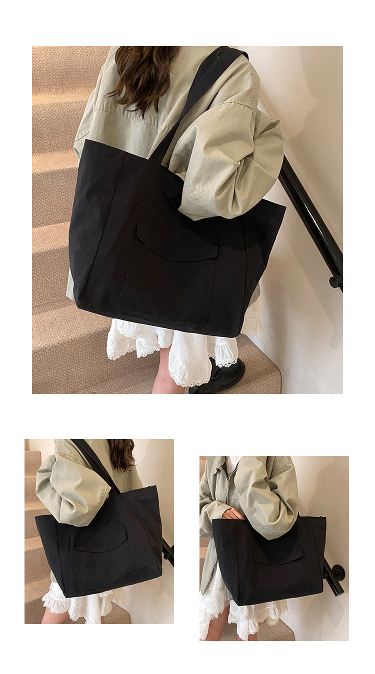 Cross-border laid-back style nylon bag for women 2025 new casual large-capacity shopping handbag, simple and lightweight single-shoulder bag Item Picture