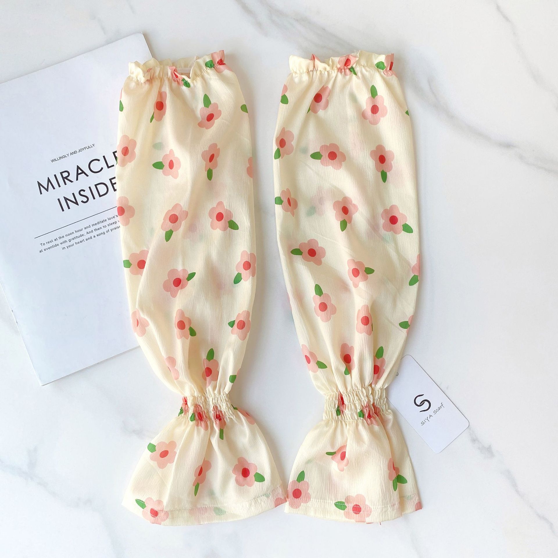 INS elegante floral gasa protección solar manga de hielo decoración de conducción al aire libre protección solar manga de brazo