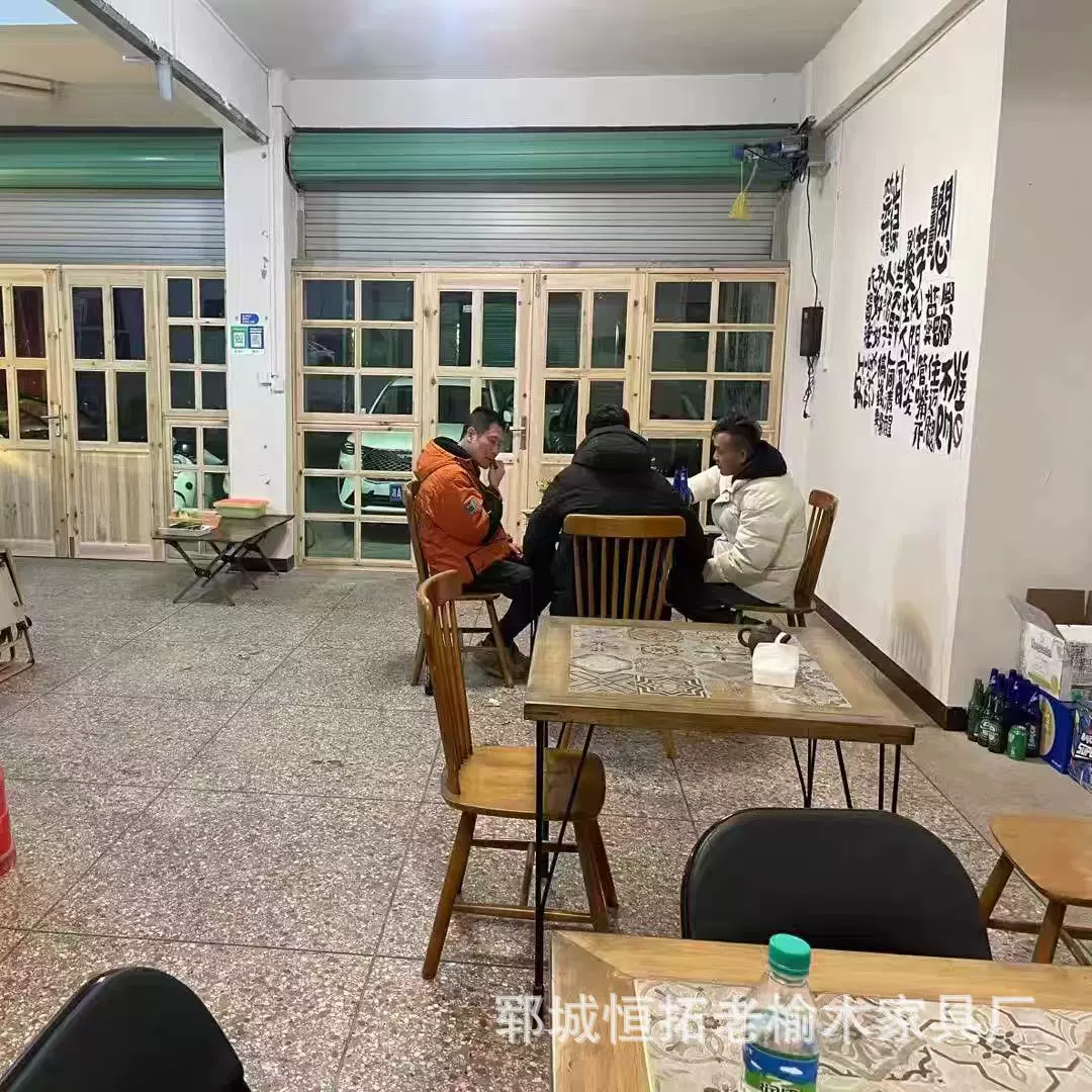 老榆木推拉门火锅店餐厅木门复古原木室内门单开门实木民宿门