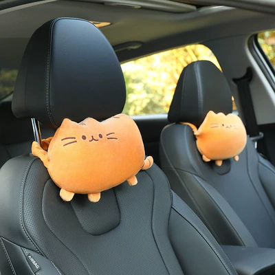 Car headrest cartoon home Headrest - cookie-cat-orange-251803kg-pair