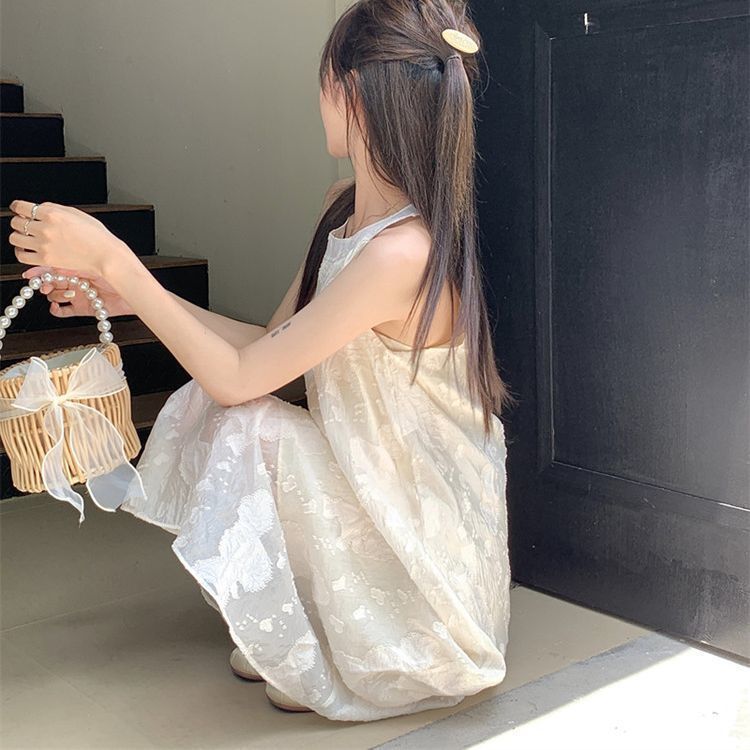 无袖挂脖连衣裙女春夏2025新款大码胖mm减龄雪纺蕾丝钩花露肩裙子|undefined