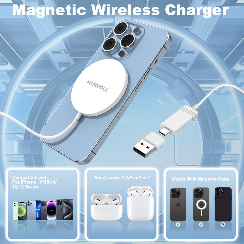 新しいプライベートモデルの超薄型 magsafe 磁気ワイヤレス充電器は、Apple 15 iphone16pro 磁気吸引に適しています|undefined