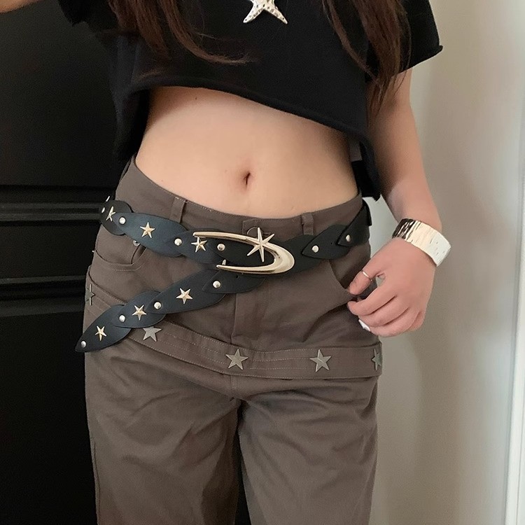 Y2k Spice Girl Star Belt Female Niche Design Sense Subculture Versatile Waist Chain Punk Style Waist Belt Accessories_voghion.com