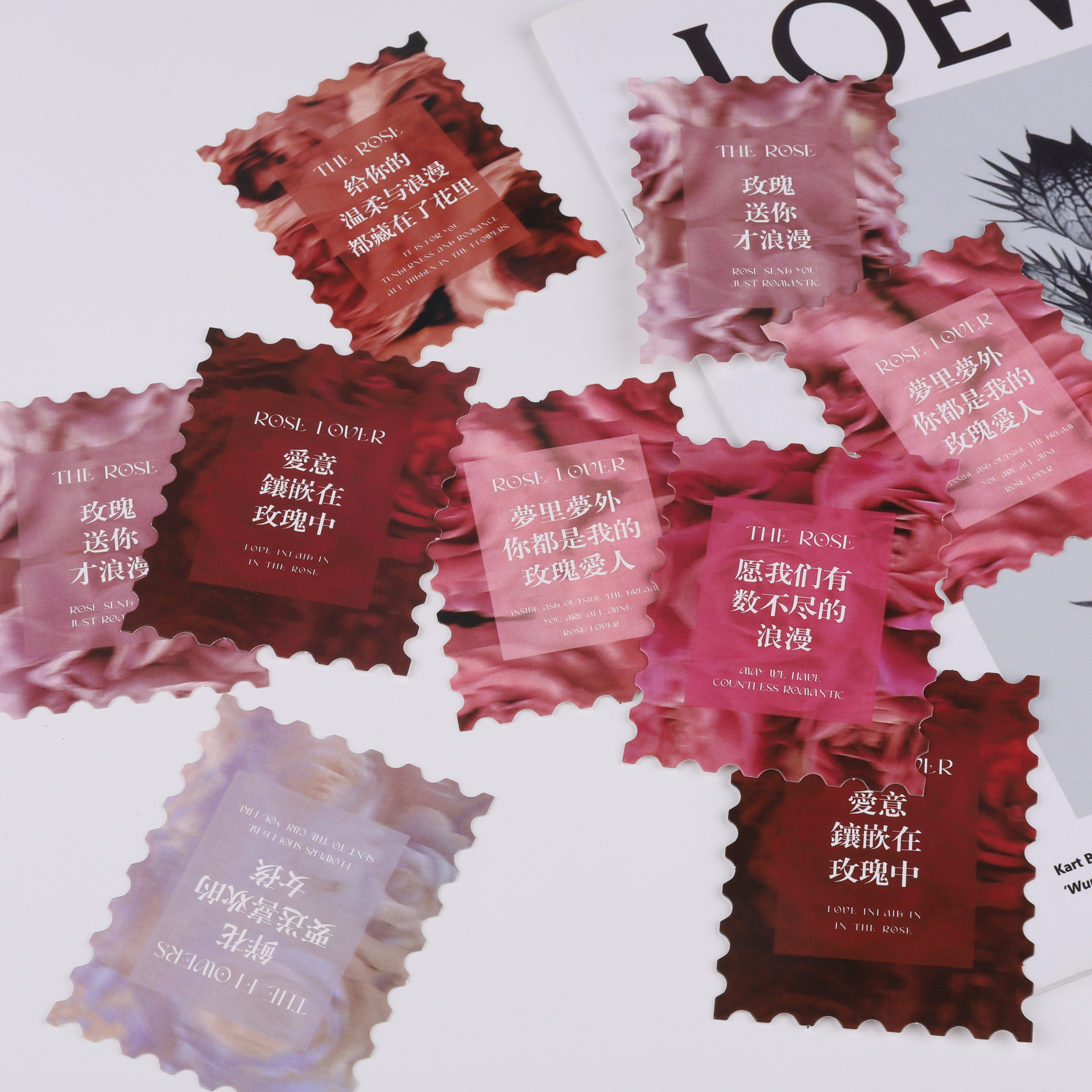 [Sello de amor] ramo de flores Tarjeta rosa decoración floral tarjeta de felicitación material de embalaje Festival Tarjeta Universal