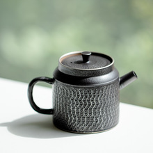 山鼎 银黑色复古陶瓷茶壶中式小茶壶 手工跳刀泡茶器复古中式茶壶