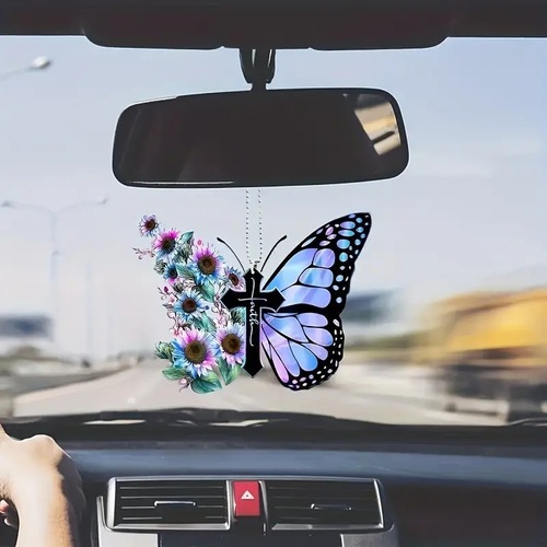 Acrylic flat personalized creative colorful and vibrant butterfly decorative keychain car key holder