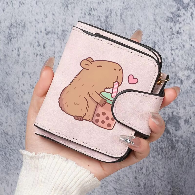 Capybara Short PU Wallet with Anime Print Character, Coin Purse, Fashionable Women's Horizontal Wallet, Cute Card Holder Capybara Short PU Wallet with Anime Print Character, Coin Purse, Fashionable Women's Horizontal Wallet, Cute Card Holder