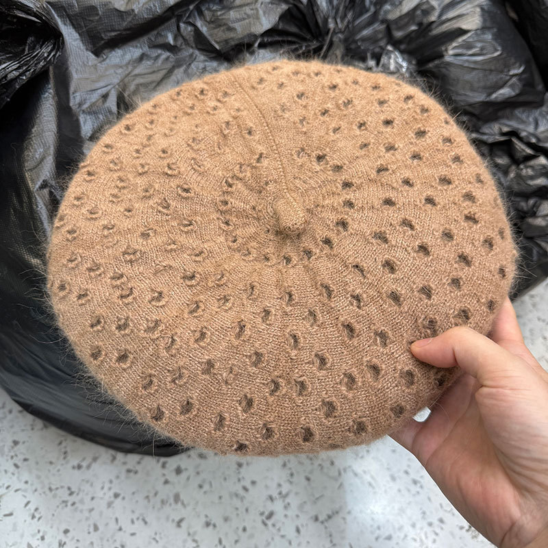 日系简约百搭贝雷帽子女秋冬镂空优雅画家帽文艺英伦风小清新蓓蕾|undefined