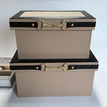 皮质样板间收纳箱软装酒店陈列摆件收纳盒储物箱衣帽间收纳箱定制