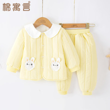 宝宝衣服分体套装冬季外出服夹棉婴儿保暖衣两件套女童棉衣秋冬装
