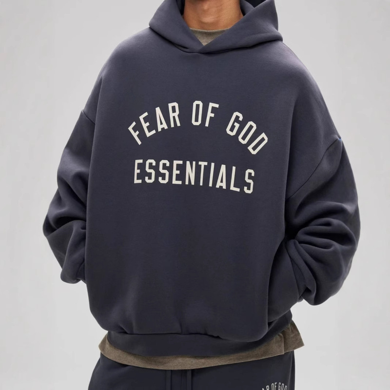 Essentials Hhh Complex 24Fw Campus Print Fleece-Lined Autumn and Winter Heavyweight Hooded Sweatshirt Loose Men and Women Trendy Essentials Hhh Complex 24Fw Campus Print Fleece-Lined Autumn and Winter Heavyweight Hooded Sweatshirt Loose Men and Women Trendy