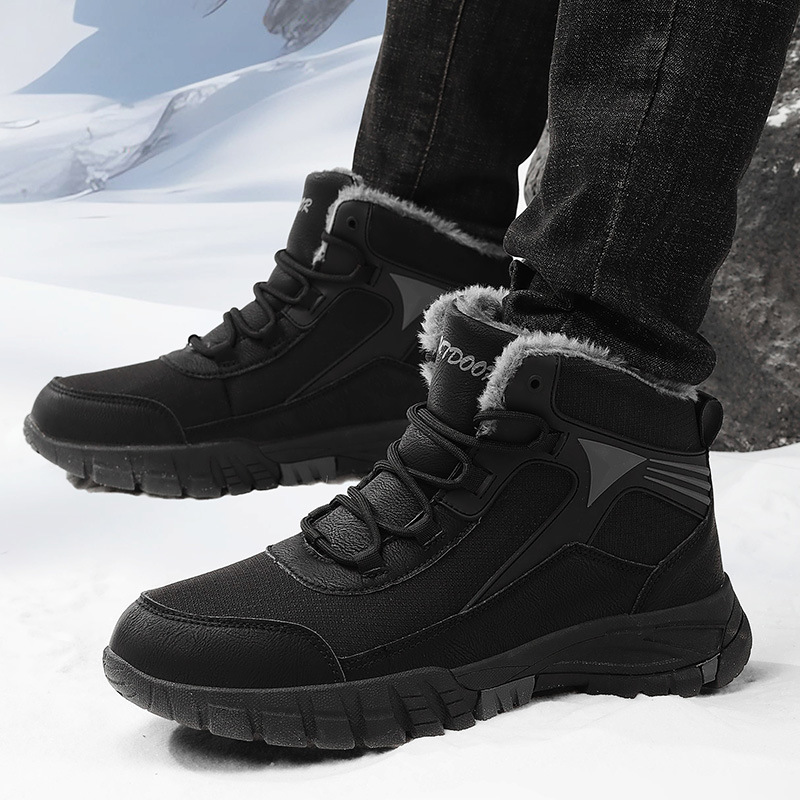 Cross-border antideslizante senderismo más tamaño botas de nieve de los hombres de forro polar engrosada zapatilla impermeable resistente al frío cálido botas de algodón de alta hombres
