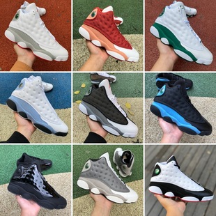 Putian Pure Original AJ13 High-top White Green Black Cat Basketball Shoes Wear-resistant Non-slip Men's and Women's Running Shoes Couple's sneaker