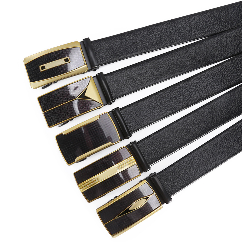 Hebilla automática de los hombres hebilla de hierro ribete Litchi patrón cinturón hombres de negocios versátil jeans cinturón en stock al por mayor