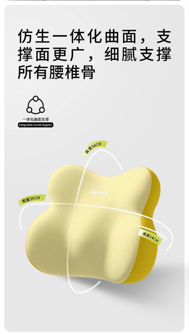 Seat Memory Foam Lumbar Cushion Neck Pillow Car Headrest Cushion for Long Sitting in the Car Slow Rebound Lumbar Support Headrest