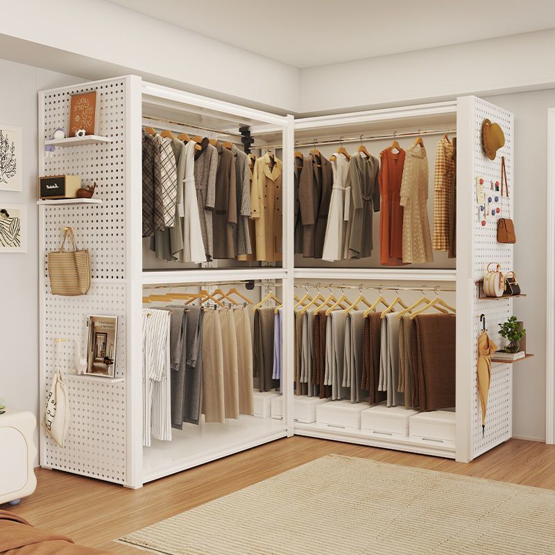 Floor-Standing Minimalist All-Steel Frame Clothing Rack for Bedroom, Walk-In Closet, Dormitory Wardrobe, Direct from Factory Wholesale