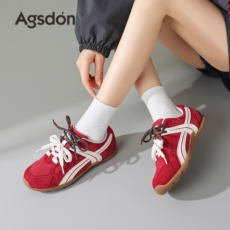 Augu Lion Deng rojo zapatos de entrenamiento de mujeres 2025 nuevo verano zapatos de carreras de suela suave zapatos deportivos ballet Gump zapatos de mujer