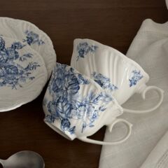 フランスのレトロな凌霄花杯皿陶磁器カップコーヒーカップラテプルカップ午後カップデザート皿