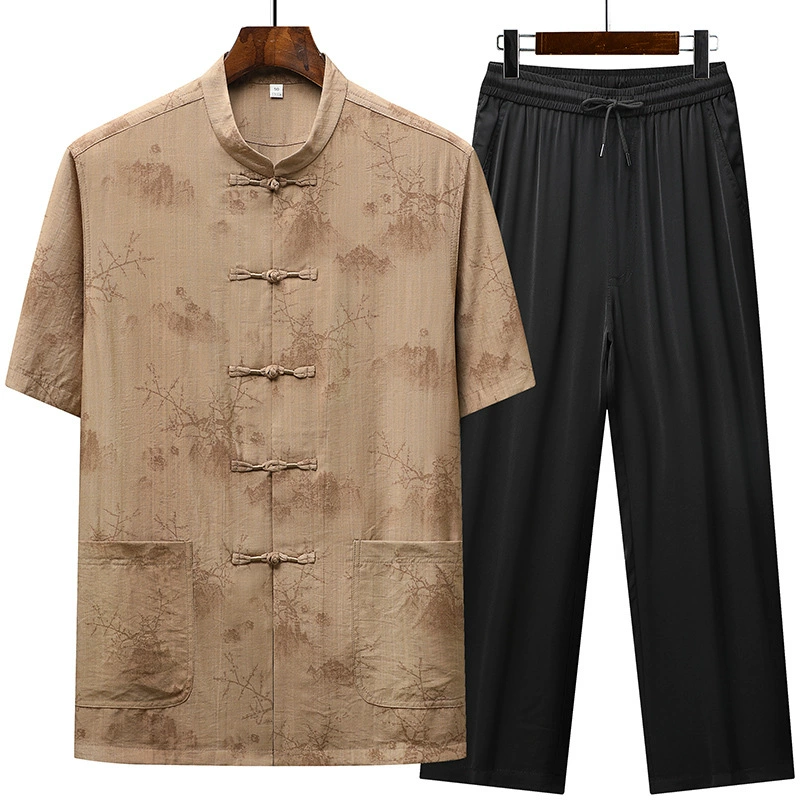 Silk summer set, with short sleeve, Chinese style