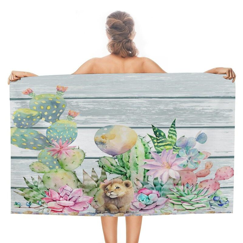 Watercolor Fleshy Cactus Lion Beach Towel Oversized Quick Drying Lightweight Adult Suitable Abstract Western Farm Plank Watercolor Fleshy Cactus Lion Beach Towel Oversized Quick Drying Lightweight Adult Suitable Abstract Western Farm Plank