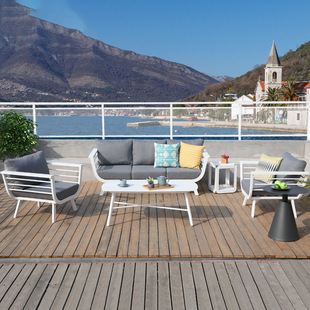 Outdoor Sofa Aluminum Alloy Courtyard Open-Air Outdoor House Hotel Sofa Waterproof Sunscreen Leisure Furniture Combination
