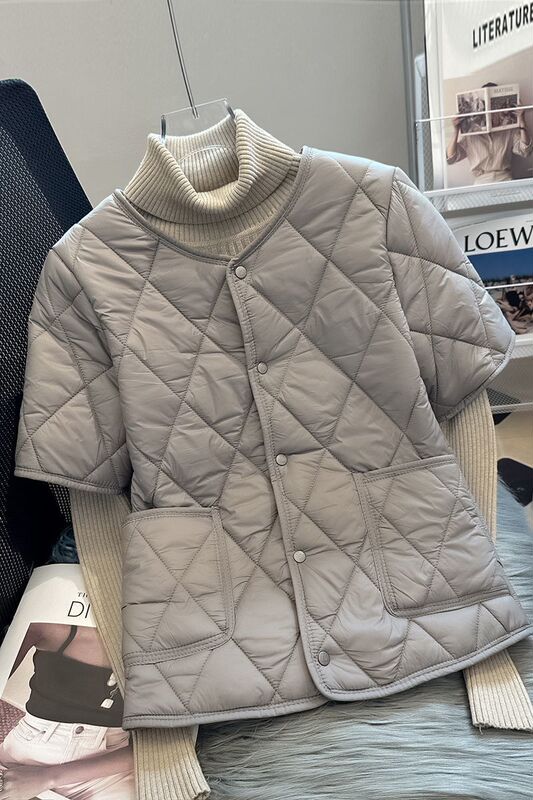 Half-Sleeved Vest for Women in Autumn and Winter Fleece-Lined and Thickeneded Doctor and Nurse Home Warm Mid-Sleeve Vest Vest down Cotton Vest