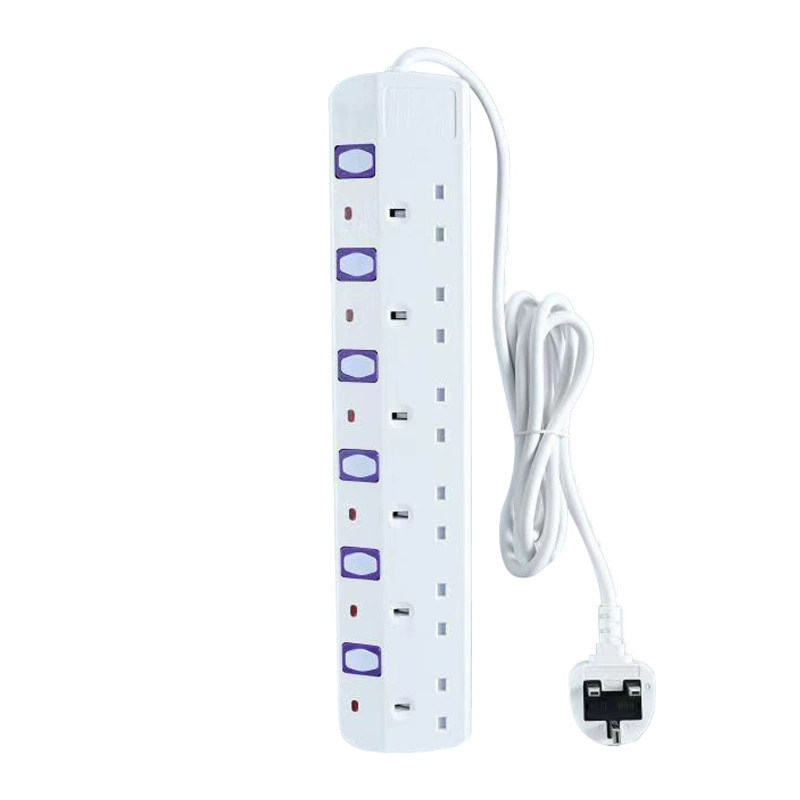 Multi-hole household plug-in with wire and overload switch UKCA British socket British standard intelligent plug-in