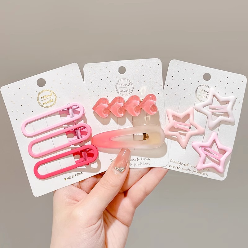 Rosa horquilla femenina 2024 Nueva horquilla BB clip frente flequillos laterales horquilla rota lindo clip de dopamina otoño