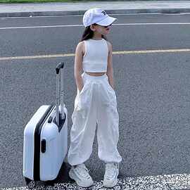 女童裤子夏季薄款批发新款儿童长裤夏装宽松直筒童装工装裤休闲裤