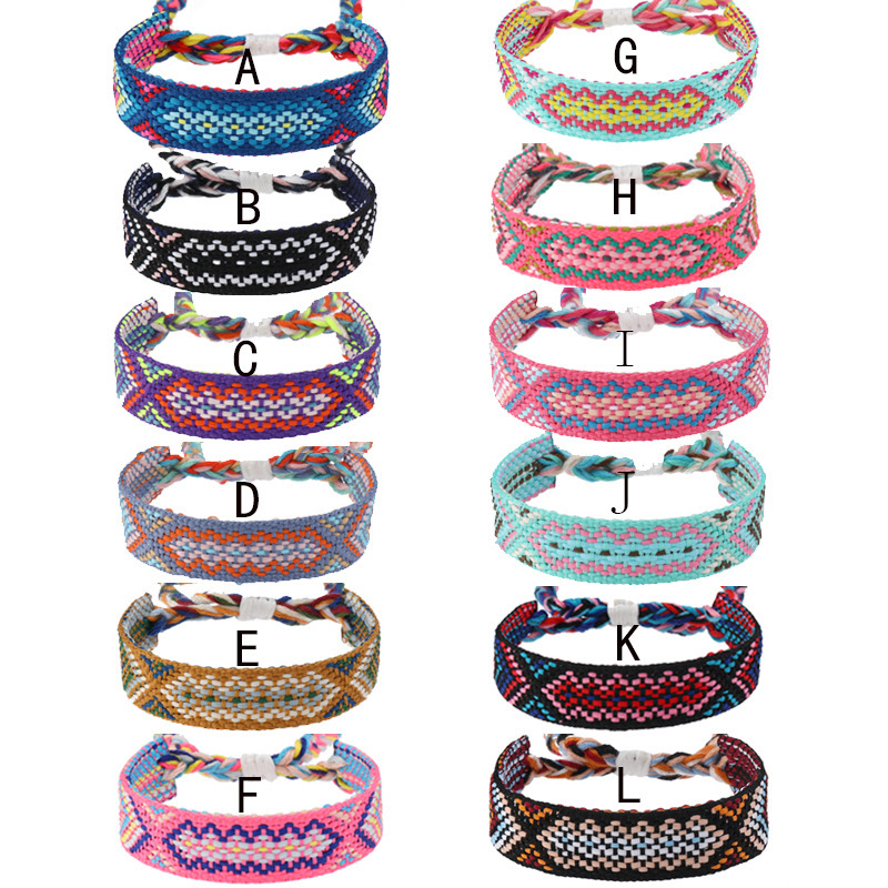 European and American Fashion Color Nepal Woven Bracelet Bohemian Ethnic Style Hand Rope Lucky Friendship Couple Bracelet