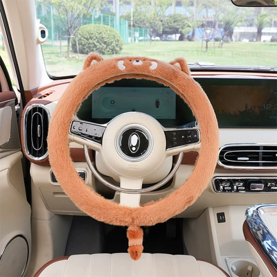 wheel cover plush wear-resistant non-slip: Steering wheel cover - rex-mink-raccoon-steering-wheel-cover-38cm