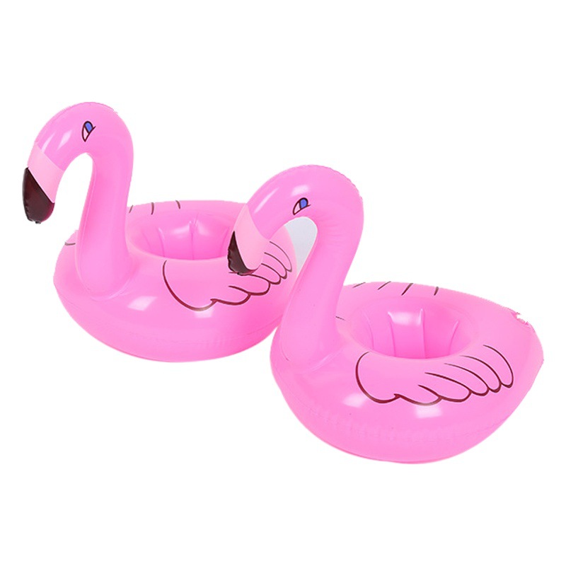 In-Stock Pvc Inflatable Flamingo Cup Holder Floating Drink Coaster Thickened Water Unicorn Cup Mat Tray Inflatable Type
