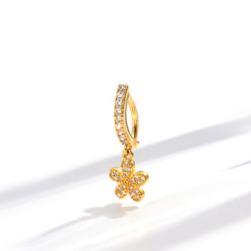 Daily Occasion Copper Material 1 Piece Belly Rings Simple Style Cross Moon Heart Shape Copper Inlay Zircon