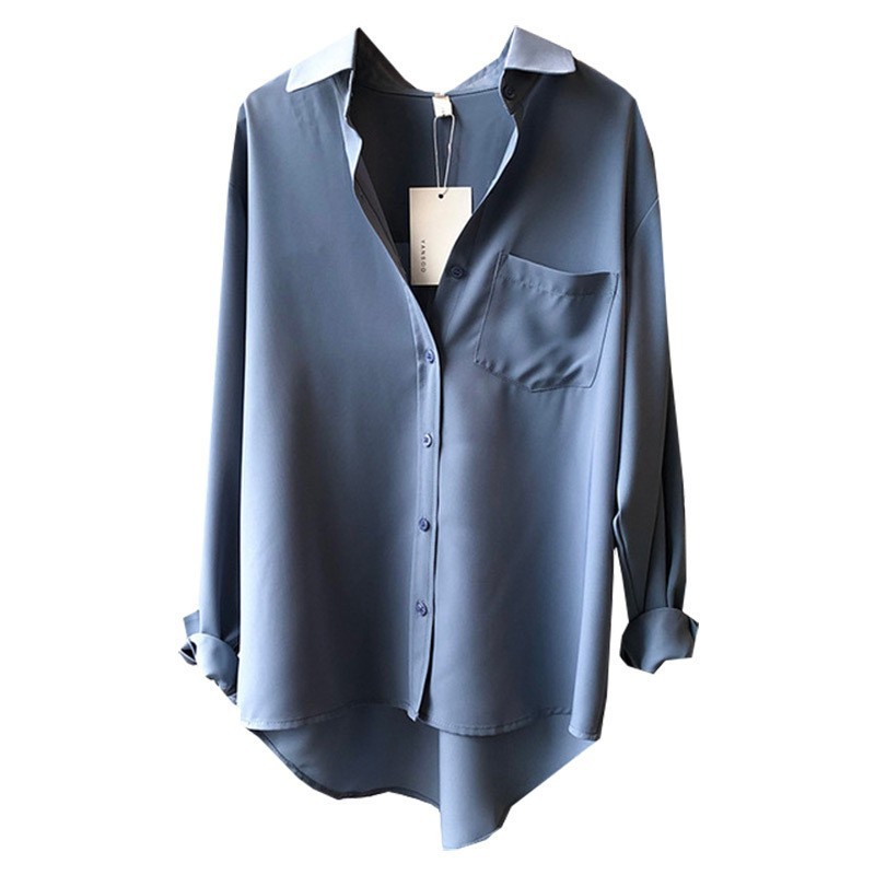 Women's Clothing Spring, summer and autumn new shirt Korean chic solid color simple temperament long sleeved lapel shirt for women_voghion.com
